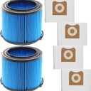2 Pack VF3500 Replacement Filter for Ridgid 3-4.5 Gallon Wet Dry Vacuums + 4 Pack VF3501 Filter Bags Compatible with Ridgid 3-4.5 Gallon Wet Dry Vacuums (6 Pack)