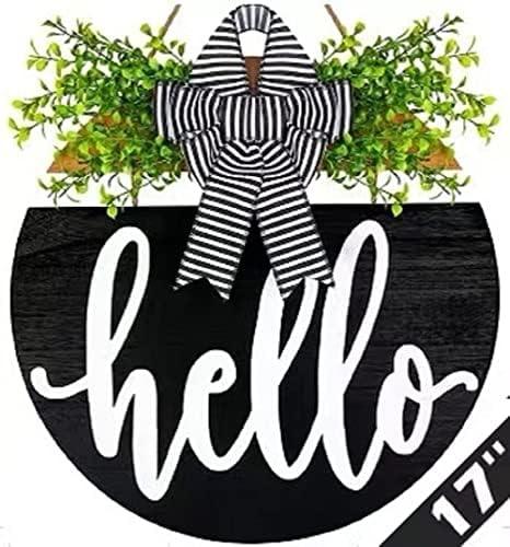 17 inch Rustic Welcome Sign with Bow and 3D Letters for Front Door