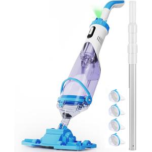 Cordless Handheld Pool Vacuum for Above Ground Pool with 18 Gal/Min Suction, 2025 Upgraded 11.4" Wide Head & 60" Telescopic Pole, 60 Min Run Time, Rechargeable Pool Cleaner for Inground Pools