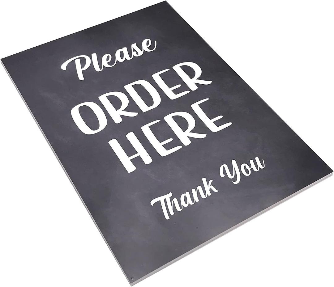 Please Order Here Sign - Cafe, Takeaway, Coffee Shop, Sandwich Shop, Counter Sign, A4 size (Black Adhesive)