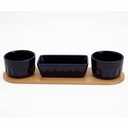 Mason Craft and More Stoneware Bamboo Cafe Condiment Set - Navy, 4 ct
