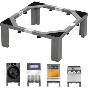 I'Ezonk Full size Heavy duty all steel Laundry Pedestal, 16" Height Washer and Dryer Pedestals, Adjustable Universal washing machine stand and Ice maker stand(Grey) (Grey-Feet Height 16")