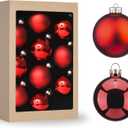 Amooca 2.64'' Christmas Glass Balls Decoration Festival Party Home Decors Holiday Xmas Tree Hanging Ornaments Set 10pc, Red