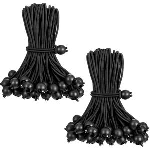 100 PCS Tarp Bungee Balls Ties 8 Inch, Black Bungee Cord with Balls, Heavy Duty High Elastic Bungee Cord Canopy Tie Down for Tarp,Camping Tent,Shelter,Shades Cloth,Cargo,Projector