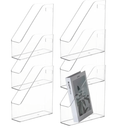 6 Pack Clear Acrylic Magazine File Holder, Acrylic Vertical File Organizer File Folder Bin Storage File Folder Rack Clear Plastic File Folder Organizer for Home Office Space