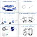 Silver 60th Birthday Decorations for Men Women, Number 60 Balloons | 16-balloon kit: two 32in Number 60 foil balloons, banner, star, latex & confetti balloons, glitter swirls; air or helium