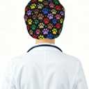 Working cap with button and sweatband adjustable surgical cap for men women