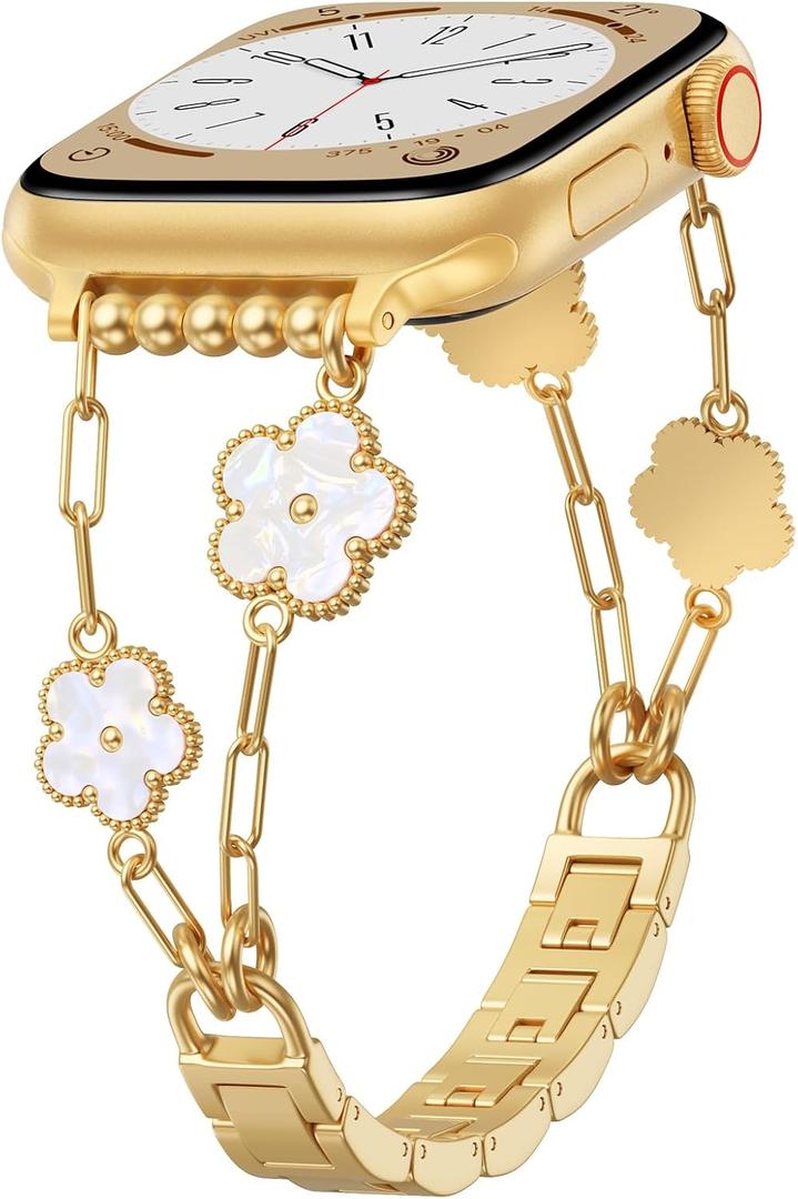 QINGQING Bracelet Compatible for Apple Watch Series 10/9/8/7/SE/6/5/4/3/SE, Women Fashion Jewelry Dressy Apple Watch Band Chain 38mm 40mm 41mm 42mm 44mm 45mm 46mm 49mm