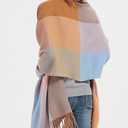 Wander Agio Women's Fashion Long Shawl Big Grid Winter Warm Lattice Large Scarf (Big Camel Pink 7)