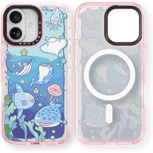 Bouvardia for iPhone 17 Case, Compatible with Magsafe, Cute Girly Design for Women, Shockproof & Aesthetic, Ocean World