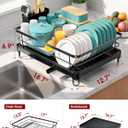 Sakugi Stainless Steel Dish Drying Rack for Kitchen Counter, Sink Organization and Storage Essentials with Silverware & Utensil Holder, Home and Apartment Decor, 12.5''W x 16.5'L, Black, Large - 12.5"W x 16.5"L