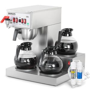 NUPANT 12 Cup Commercial Coffee Maker Auto Filling Drip Coffee Machine with 3 Carafes 3 Warmers, Filters, Stainless Steel Pour Over Coffee Brewer with Hot Water Dispenser for Restaurant Office Cafe
