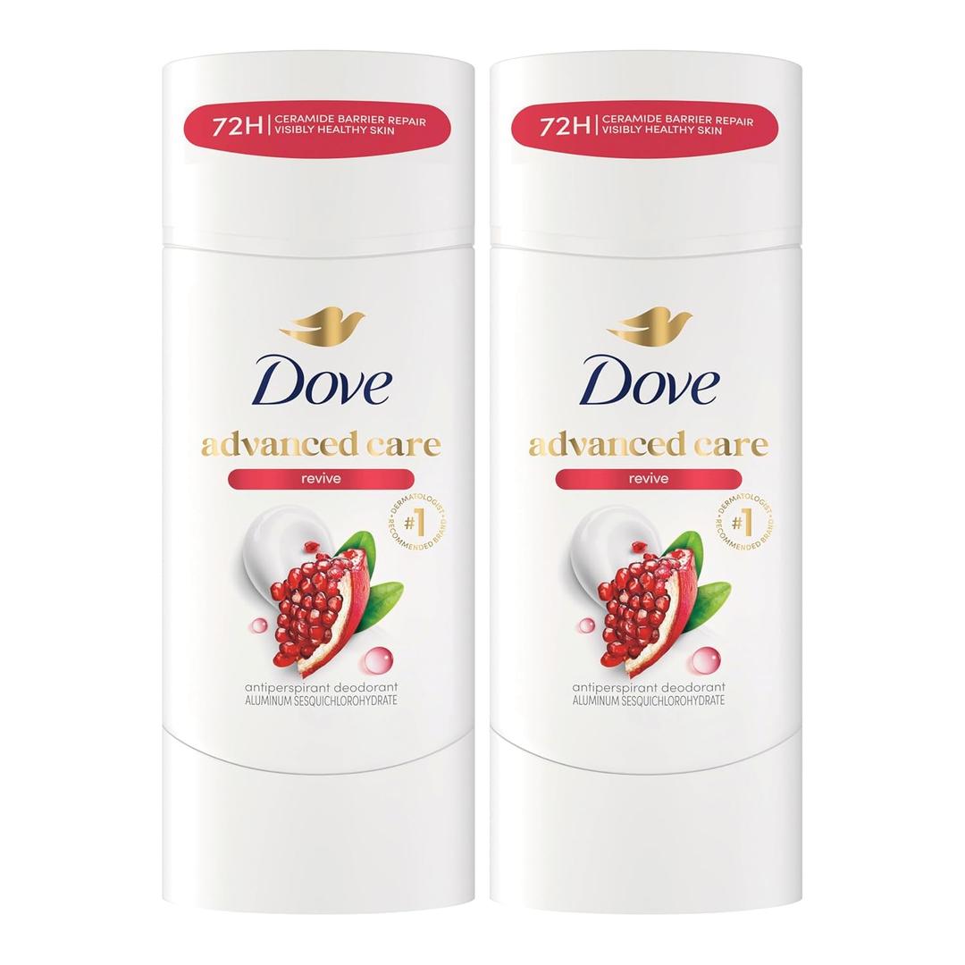 Dove Advanced Care Antiperspirant Deodorant for Women Twin Pack Revive 72 hour sweat and odor protection 2.6 oz 