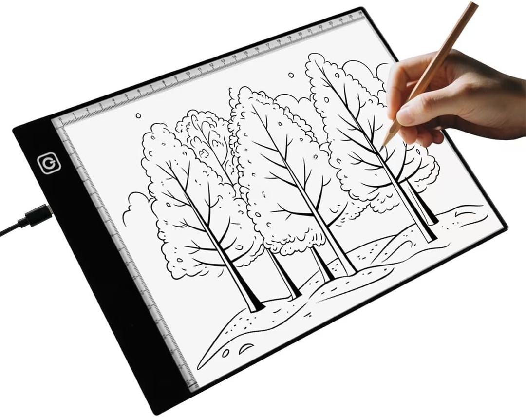 A4 LED Light Box for Tracing and Drawing - Ultra Thin Adjustable Light Table, USB Trace Light UP Pad Screen, Small Copy Board Tracer for Kids Artists, Sketching, Stenciling, and Art Crafting.