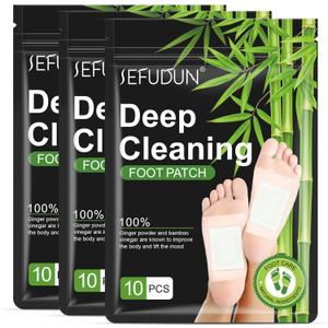 30PCS Deep Cleansing Foot Pads, Adhesive Sheets for Foot and Body Care Better, Natural Ginger Powder Bamboo Vinegar Foot Patches