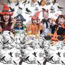 Halloween Party Decorations Crows Tableware 142Pcs Gothic Halloween Plates and Napkins Silhouette Tree Crow Bird Cage Banner Tablecloth for HALLOWEEN Horror Theme Party Supplies