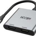 USB C to Dual HDMI Adapter, Dual Monitors Adapter USB C Hub with 2 HDMI Docking Station 4K @60hz for Laptop HP Dell Surface Thinkpad