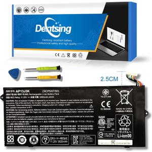 AP13J3K AP13J4K 45Wh Laptop Battery Compatible with Acer Chromebook 11.6" 11 C720 C720P C740 Series Notebook KT.00304.001 KT.00303.001 CB3-431-C5EX 11.4V 3920mAh (2.5cm Short Cable)