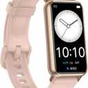 Long Battery Pedometer Watch 14 Days Battery Life, Slim Design No App/Phone Required Fitness Tracker, 50 Meters Waterproof Smart Watch, Heart Rate & Blood Oxygen Monitor Step Counter for Men Women (Pink)