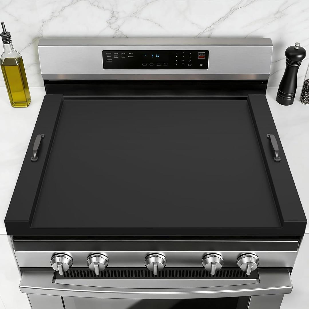 DUMOS Noodle Board Stove Cover with Handles, Wooden Stove Top Cover for Gas Electric Glass Stove, 22 x 29.5 inch(Black)