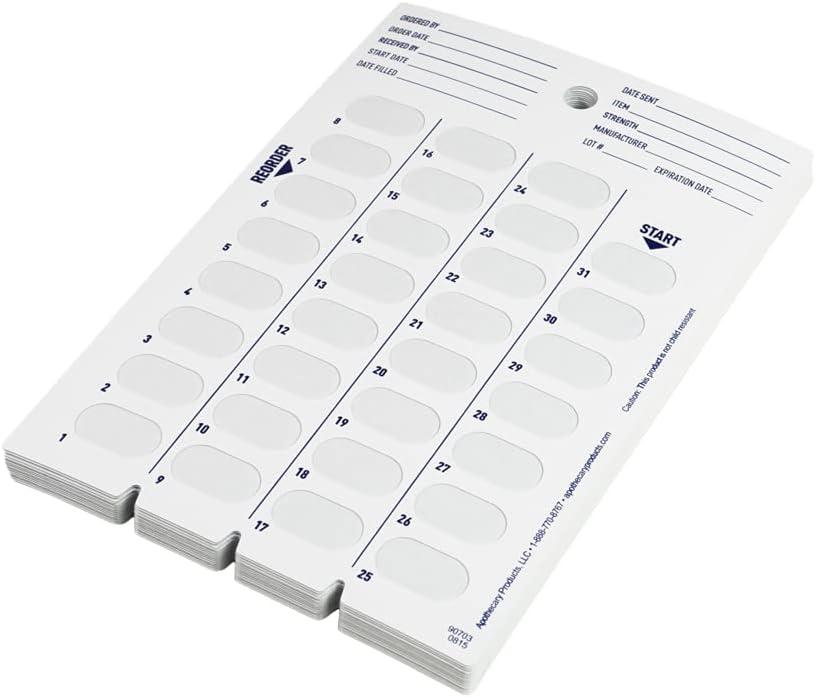 Ezy Dose 31-Day Daily Disposable Cards for Pill, Medicine, Vitamin, Use with Unit Dose Cold Seal System (Case of 500)
