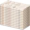 Blue Needles Set of 12 Christmas Buffalo Plaid Cloth Napkins - 100% Cotton Christmas Trees Gingham Checked Napkins 18 x 18 Inches, Soft, Reusable & Washable Ideal for Festive Parties and Decoration (White)