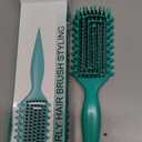 Curly Hair Brush, Curl Defining Brush with Soft Boar Bristles Detangling Tangled Glides, Wide-Teeth Design Effortlessly Shaping & Defining Curls, Curling Definer for Wet & Dry Hair (Green)