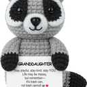 2 x JoycuFF Granddaughter Gifts Positive Crochet Raccoon Emotional Support Crochet Granddaughter Gifts from Grandma Christmas Birthday Gift Emotional Inspirational Support