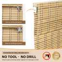 LazBlinds No Tools No Drill Cordless Bamboo Roman Shades, Light Filtering Window Treatment, Roll Up Bamboo Blinds for Windows 23'' W x 64'' H, Natural 306