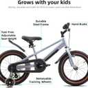 KEANO 16" Kids Bike for 4-7 Yrs, Light-Up Training Wheels, Gray