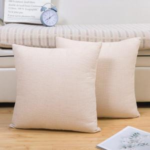 Jepeak 16x24 Inch Decorative Linen Throw Pillow Covers Pack of 2 Modern Solid Cushion Covers Farmhouse Spring Pillow Cases for Couch Sofa Bed, Butter Beige