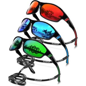 Polarized Sports Sunglasses for Men, UV400 Protection Lightweight Wrap Around Sun Glasses for Cycling Fishing Driving