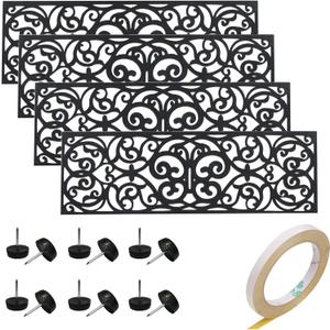 Rubber Stair Treads, Outdoor Stair Treads Non-Slip, Butterfly Designed Stair Tread Mats, Anti-Slip Step Mat - Set of 4 Include Stay-on-Kit, 30 x 10 Inches