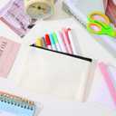 Dimeho 50pcs Blank DIY Craft Canvas Pencil Case Makeup Pouch Canvas Pouch Multi-Purpose Travel Toiletry Zipper Bag Bulk Cosmetic Bags for Makeup Toiletry Stationary Storage
