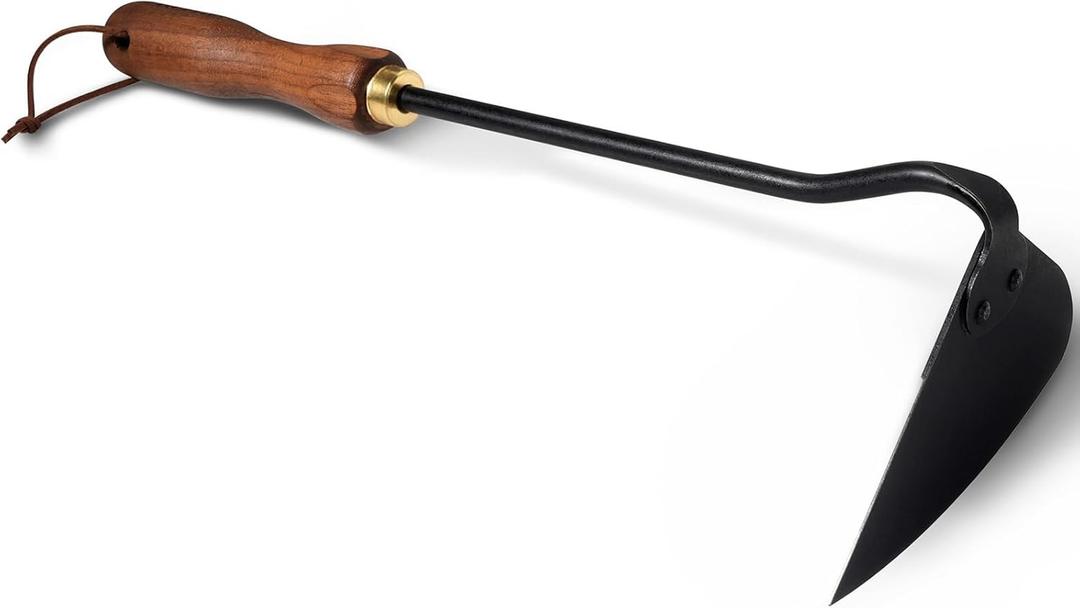 ROYTOA Triangle Hand Hoe, Heavy Duty Stainless Steel Weed Puller and Weed Remover Gardening Tool with Walnut Handle for Weeding, Soil Loosening and Cultivating