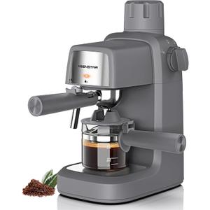 KEENSTAR 3.5Bar Espresso Machine with Milk Frother, 800W Compact Espresso and Cappuccino Machine with Preheating Function, 4 Cup Espresso Maker for Cappuccino or Latte, Gift for Coffee Lover (Grey)