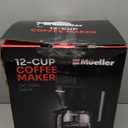 Mueller 12-Cup Drip Coffee Maker - Borosilicate Carafe, Auto-Off, Reusable Filter, Anti-Drip, Keep-Warm Function, Clear Water Level Window Coffee Machine, Kitchen Essentials & Accessories (Black)