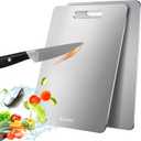 2 Pack Titanium Cutting Board, 100% Pure Titanium Cutting Boards For Kitchen, Non-Slip Chopping Board, Dishwasher Safe, Easy to Clean, Durable & Hygienic for Meat, Vegetables, Fruits (15 * 11)
