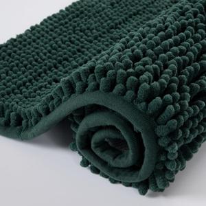 Chenille Bathroom Rug 24"x16" Extra Soft Absorbent Quick Dry Machine Washable Non-Slip Bath Mat for Tub Shower and Bathroom Floor Plush Shaggy Home Decor, Green