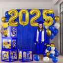 Navy Blue Graduation Decorations 2025 Set of 4 GRAD Balloon Boxes with Balloon Arch Garland Kit mylar balloons So Proud of You 2025 prom Graduation Decorations