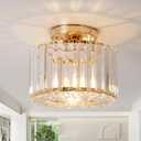 Crystal Ceiling Light, Semi Flush Mount Ceiling Light Gold Crystal Chandelier for Bedroom Kitchen Hallway Entrance Balcony Dining Rooms Living Rooms Bar