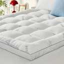Memory Foam Mattress Topper - Viscose Made from Bamboo Pillow Top Thick Twin XL Size Mattress Pad for Back Pain, Ultra Soft & Cooling for Hot Sleepers, 6-18'' Deep Pocket, White