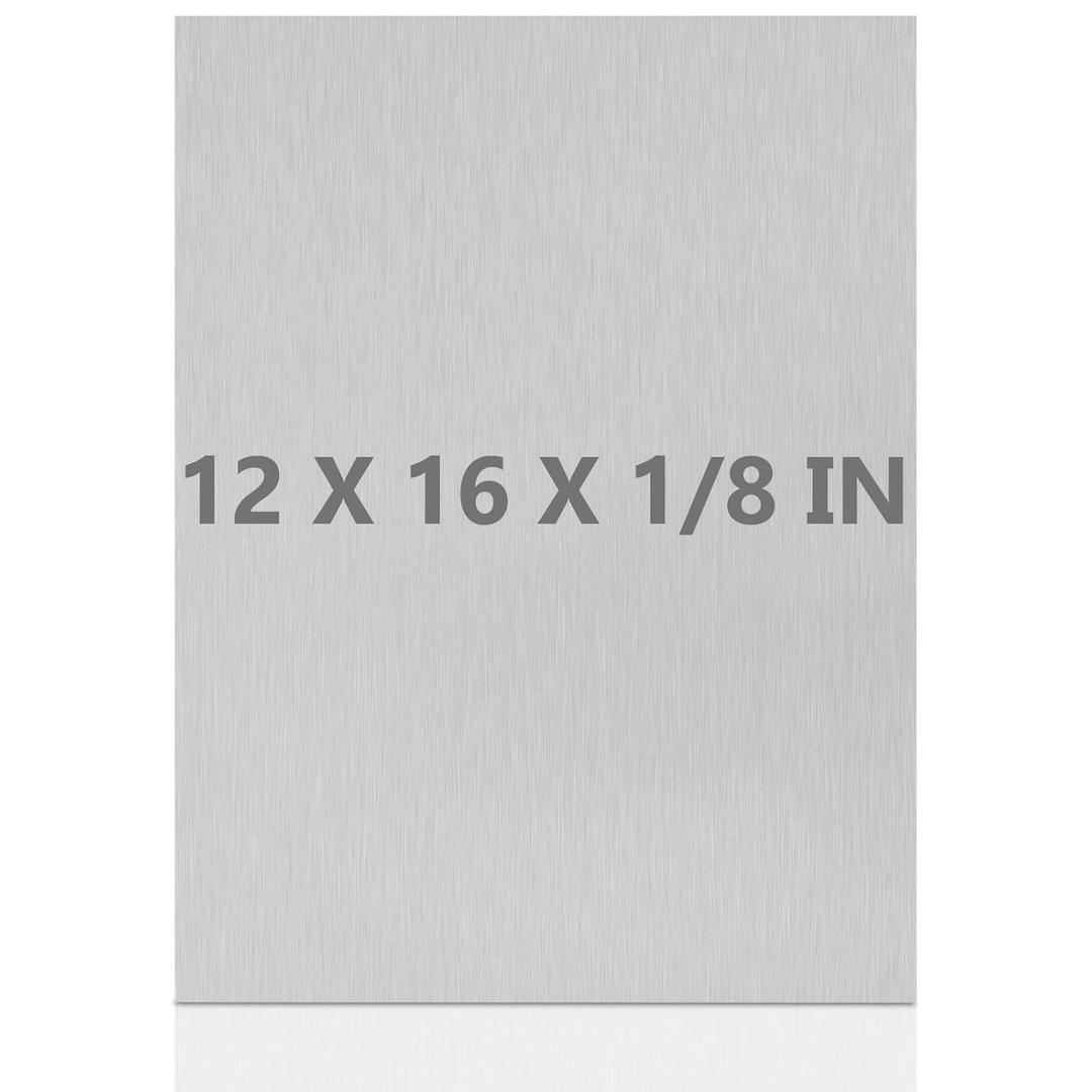 6061 T651 Aluminum Sheet Metal 12 x 16 x 1/8 (0.125) Inch Flat Plain Aluminum Plate Covered with Protective Film, Heat Treatable Rectangle 3MM Aluminum Metal Plate for Industrial, Crafting