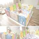 Fortella Cloud Castle Foldable Playpen, Baby Safety Play Yard with Writing Whiteboard and Activity Wall, Pack and Play for Toddlers 1-3, Indoors or Outdoors (Multicolor 14 Panel)
