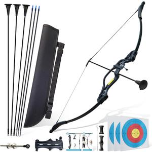 Bow and Arrow Set for Adults Beginners,18lbs Archery Set Recurve Bow Right Hand,Upgraded Archery Bows with 6 Arrows Target Practice (black)