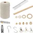 Lxmxgk Creates Macrame Kits, Macrame Plant Hangers Kit, Adult DIY Craft Keychain Making Kit, Macrame Starter Set, 212 Macrame Supplies with 218 Yards Macrame Cord and Wood Beads, Wooden Dowel