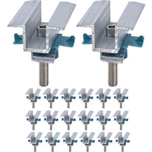 20Pcs Solar Panel Clamps for Unistrut System Mount, Clips Bracket Mounting Hardware, Wide PV Photovoltaic Support Mid Mount, Adjustable Secure Aluminum Kit with Bolt Nut Fit Standard Roof Solar Panel