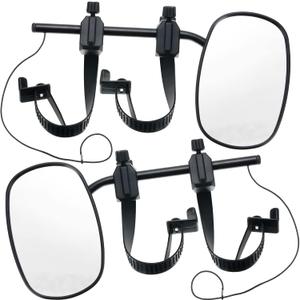 Tallew 2 Pcs Towing Clip on Mirror Universal Extension Mirror Kit Black Bar Adjustable 360 Degree Rotation Tow Mirror for Trailer RV Rearview Mirror Car Accessories for Truck Hitch Towing