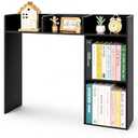 Wonderjune Desk Bookshelf Hutch for Dorm 37 x 29 x 9.5 Inch Wooden Desktop Organizer Countertop Storage Hutch with 5 Shelves for Computer Desk 3-Tier Rack for College Dorm Room Home Office(Black)