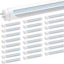 JESLED T8 4FT LED Type A+B Light Bulbs, 24W 6000K, 3200LM, Plug and Play or Ballast Bypass, T12 4 Foot LED Tubes Lights Replacement for Fluorescent Fixtures, Clear, Dual Ended Power(25-Pack)